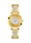 GUESS Women's Aurora W1288L2 Gold-Tone Stainless Steel Watch - Crystal Bracelet & Glitter Dial, 36mm