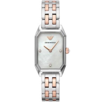 Original Emporio Armani Gioia AR11146 Women’s Watch – Square White Dial Two-Tone Stainless Steel Elegant Fashion Watch