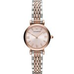 Original Emporio Armani Gianni T-Bar AR11223 Women's Watch - Pink Dial Two-Tone Stainless Steel Elegant Fashion Watch