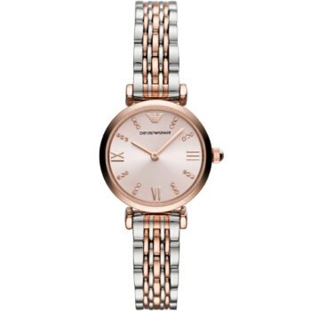 Original Emporio Armani Gianni T-Bar AR11223 Women's Watch - Pink Dial Two-Tone Stainless Steel Elegant Fashion Watch