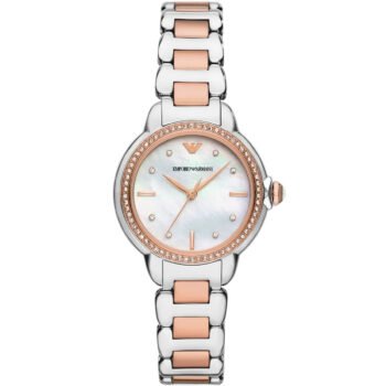 Original Emporio Armani AR11569 Women's Watch - Mia Collection Two-Tone Stainless Steel (Silver & Rose Gold) Elegant 32mm Design