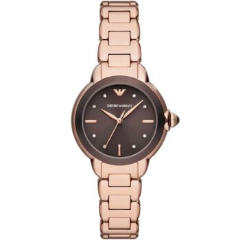 Original Emporio Armani AR11570 Women's Watch - Mia Collection Rose Gold Stainless Steel with Brown Dial 32mm Elegant Design