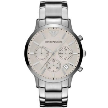 Original Emporio Armani Renato Uni Women’s Watch AR2459 – White Dial, Silver Stainless Steel, 39mm