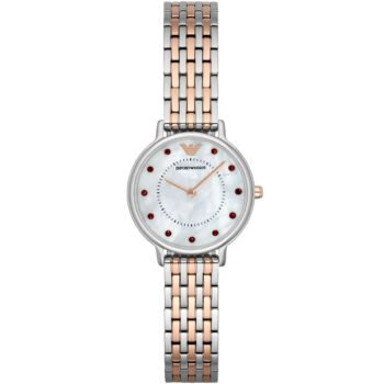 Original Emporio Armani Kappa Mini Men’s Watch AR2515 – White Dial, Two-Tone Silver & Rose Gold, 28mm