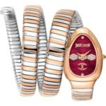 Original Just Cavalli Cosenza Women's Watch JC1L232M0065 - Red Dial, Two-Tone Stainless Steel Bracelet, Quartz Luxury Fashion Watch