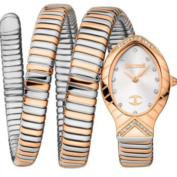 Original Just Cavalli Classico Lungo Women's Watch JC1L248M0075 - Silver Dial, Two-Tone Stainless Steel Strap, Luxury Fashion Watch