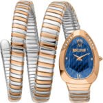 Original Just Cavalli Serpente Metallica Women's Watch JC1L224M0095 - Blue Dial, Two-Tone Stainless Steel Strap, Luxury Fashion Watch