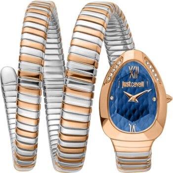 Original Just Cavalli Serpente Metallica Women's Watch JC1L224M0095 - Blue Dial, Two-Tone Stainless Steel Strap, Luxury Fashion Watch