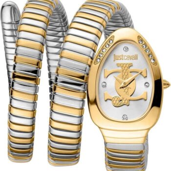 Original Just Cavalli Just Cavalli Glam Evo 5 Women’s Silver Dial Two-Tone Stainless Steel Watch JC1L228M0065