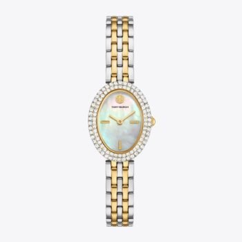 Tory Burch Oval Watch Gold & Silver-Tone Stainless Steel – TBW6037