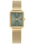 Original Tommy Hilfiger Women's Gold Stainless Steel Mesh Watch - Green Dial, Crystal Accents (1782791)
