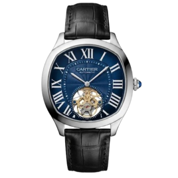 Cartier Drive 42mm Tourbillon Steel – Blue Dial – Leather Strap