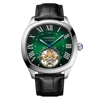 Cartier Drive 42mm Tourbillon Steel – Green Dial – Leather Strap
