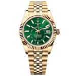 Rolex Watch Sky Dweller Rose Gold Dial Green Jubilee Strap For Men Automatic size 42mm