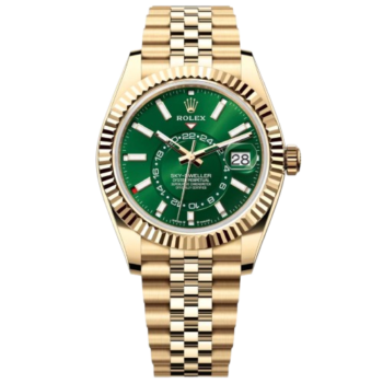 Rolex Watch Sky Dweller Rose Gold Dial Green Jubilee Strap For Men Automatic size 42mm