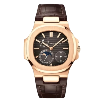Patek Philippe Nautilus 5712R-001 Black Brown Dial 40Mm Rose Gold Brown Leather Straps
