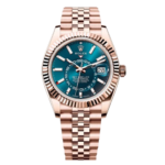 Rolex Watch Sky Dweller Rose Gold Dial Blue Jubilee Strap For Men Automatic size 42mm