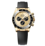 Rolex Daytona Rose Gold Stripe Black Rubber Mens Watch Automatic size 43mm