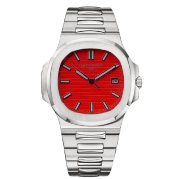 Patek Philippe Nautilus With Japanese Working Red Dial Mens Watch